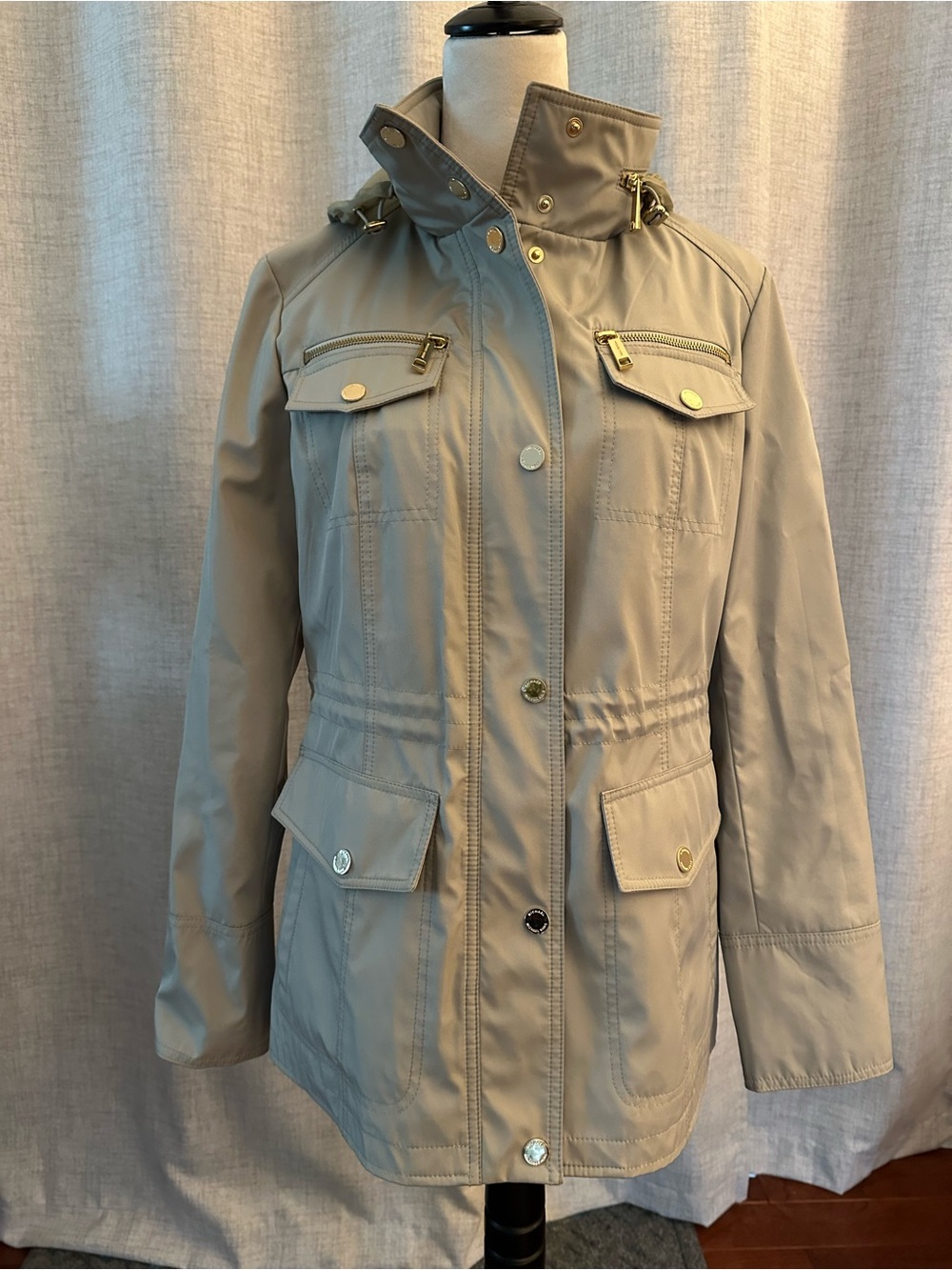 Michael Kors Light Taupe Hooded Utility Jacket